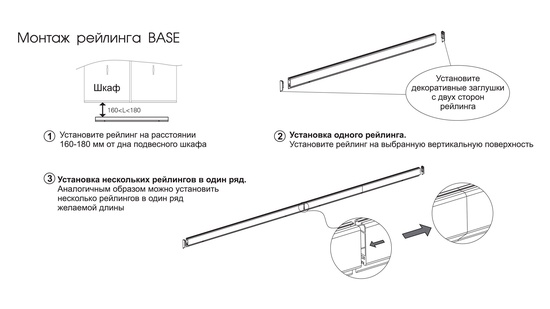 База-рейлинг для крепления полок BASE SRC200/TFL
