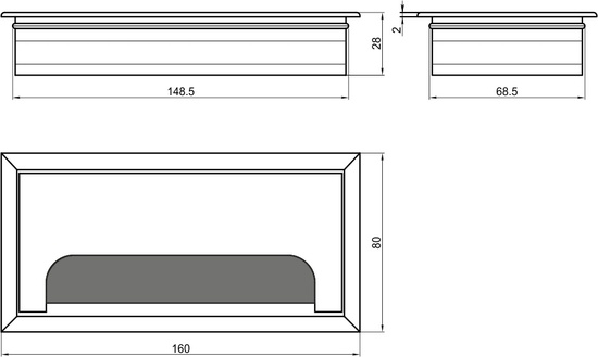 Пропуск для кабеля 80x160 черный Ordi