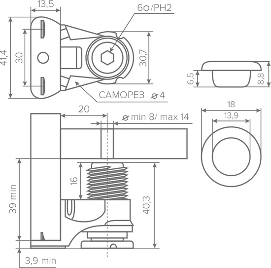 Опора AQ LEGA39 регулируемая