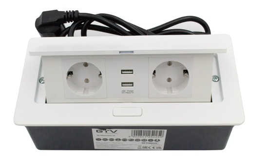 Удлинитель настольный 2 розетки 2 USB белый