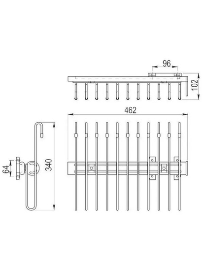 Вешалка для брюк верхний крепеж 340х462х102 GTV