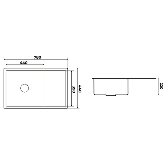 Мойка  PR7844 Corbie 3мм графит левая