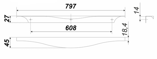 Ручка торцевая RT008CP 608мм